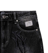 Revenge Thorn Denim Shorts Black