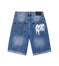 Revenge Thorn Denim Shorts Blue Back View