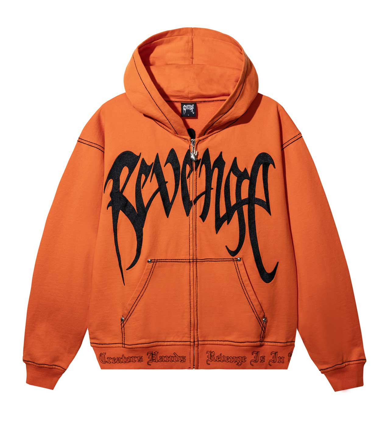 Revenge Xxxtentacion Kill Contrast Zip Up Hoodie Orange