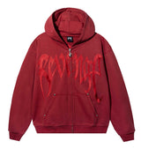 Revenge Xxxtentacion Kill Contrast Zip Up Hoodie Red