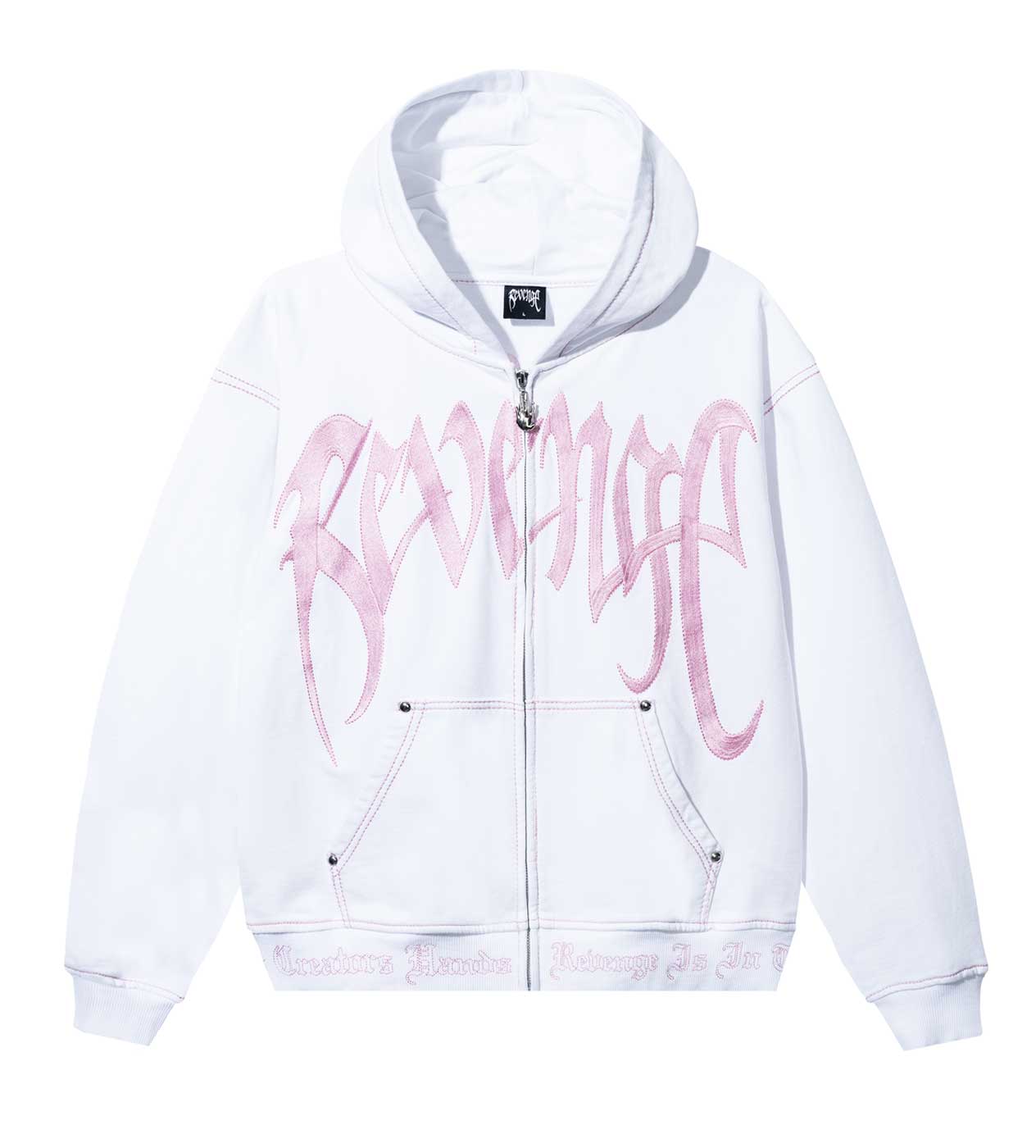 Revenge Xxxtentacion Kill Contrast Zip Up Hoodie White/Pink