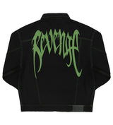 Revenge Green Embroidered Logo Denim Jacket Black back