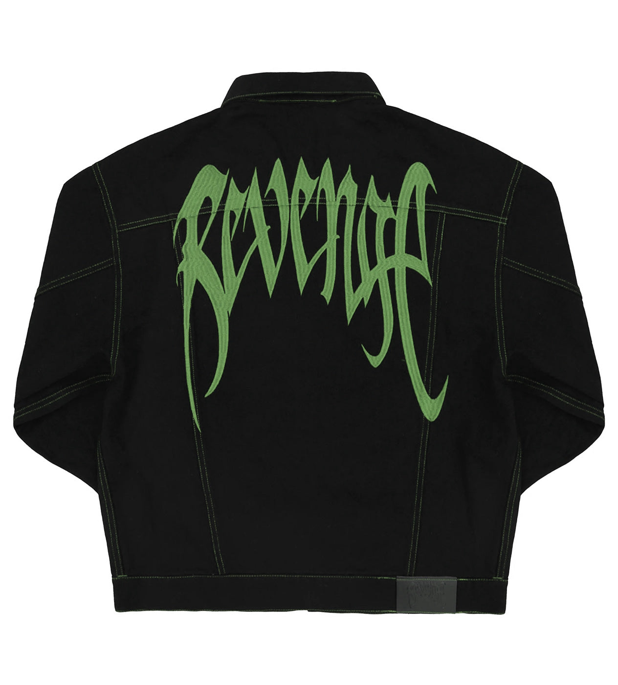 Revenge Green Embroidered Logo Denim Jacket Black back