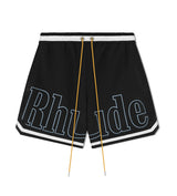 Rhude Logo Basketball Swim Shorts Black/White/Blue