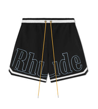Rhude Logo Basketball Swim Shorts Black/White/Blue