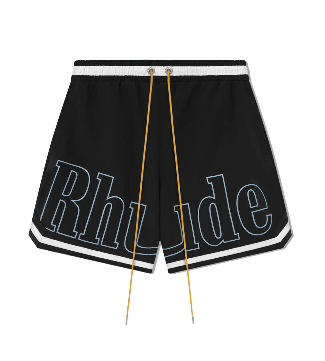 Rhude Logo Basketball Swim Shorts Black/White/Blue