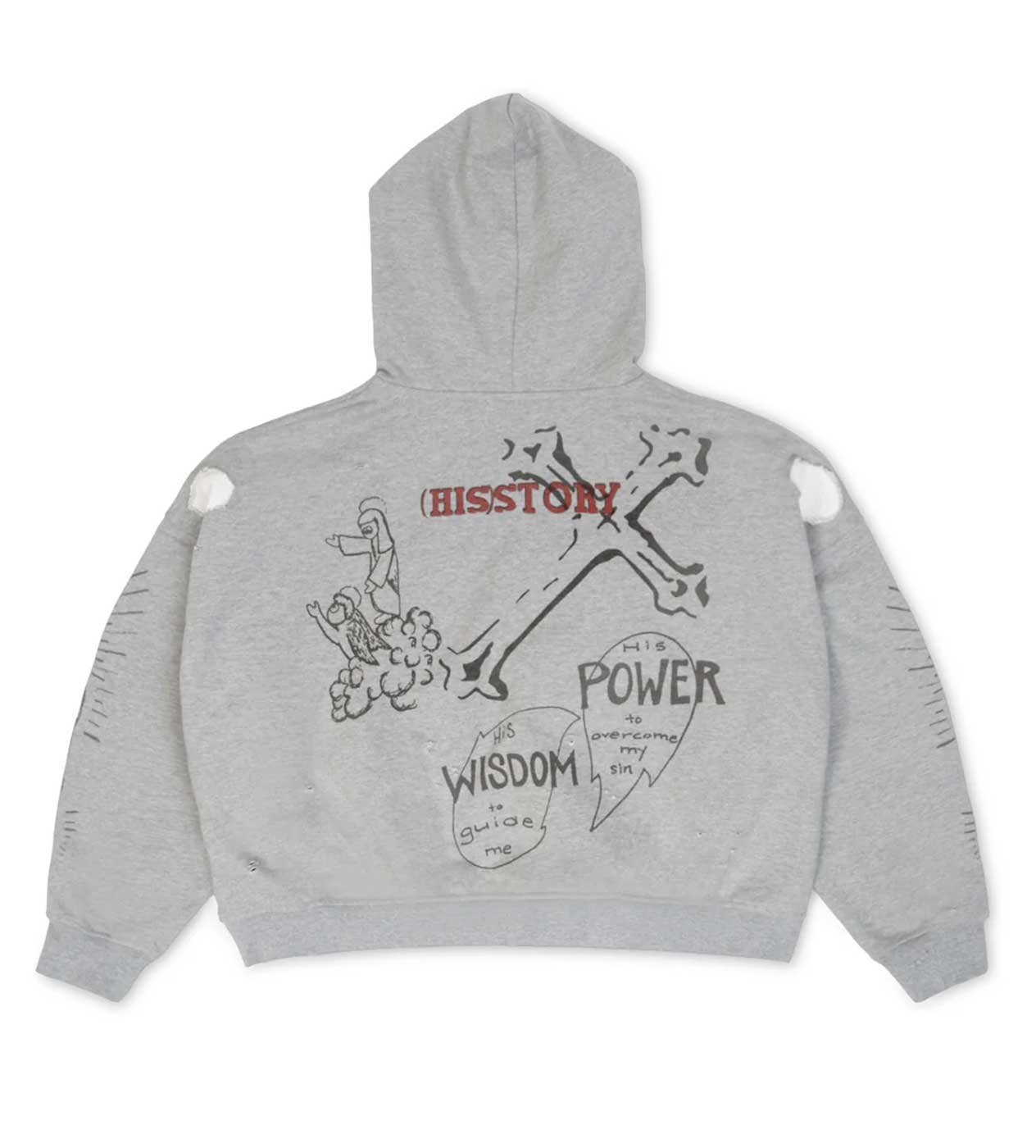 Righteous 3:16 Distressed Hoodie Grey – Restock AR