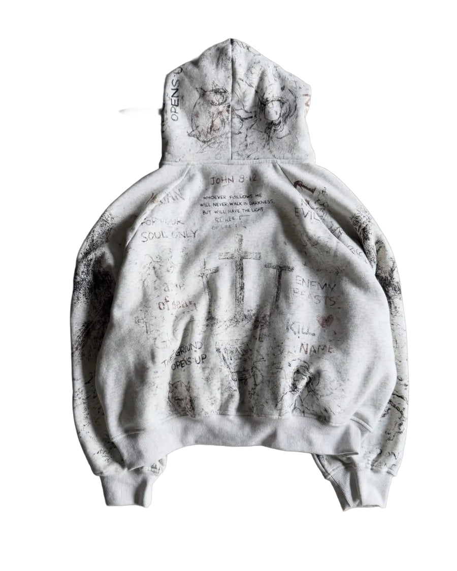 Righteous Fear No Evil Hoodie Grey