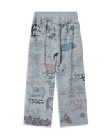 Righteous Jesus My Lord sweatpants grey, back view with sketch graphics