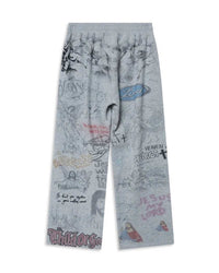 Righteous Jesus My Lord sweatpants grey, back view with sketch graphics