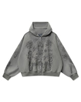Righteous Mother of Mercy Zip Up Hoodie Dark Grey