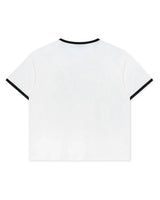 Righteous My Salvation Ringer Tee white, plain back with black ringer trim, back view