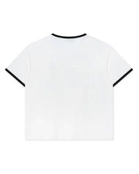 Righteous My Salvation Ringer Tee white, plain back with black ringer trim, back view