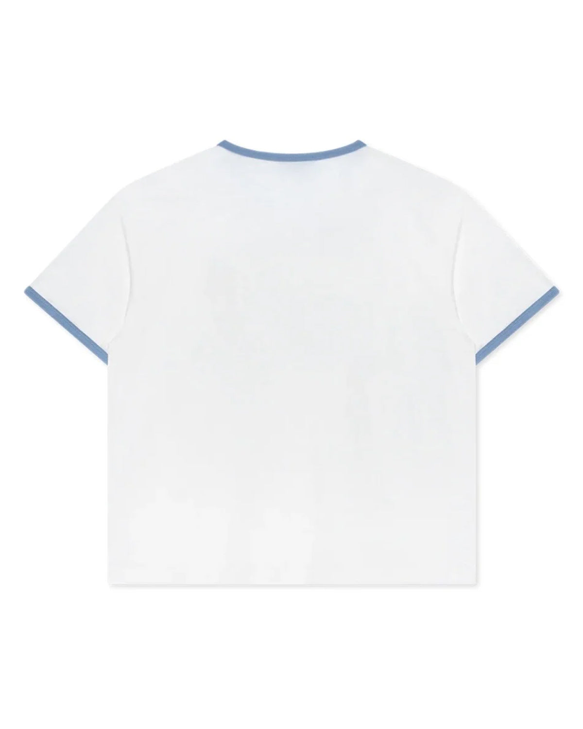 Righteous Peace On Earth Tee white, plain back with light blue ringer trim, back view
