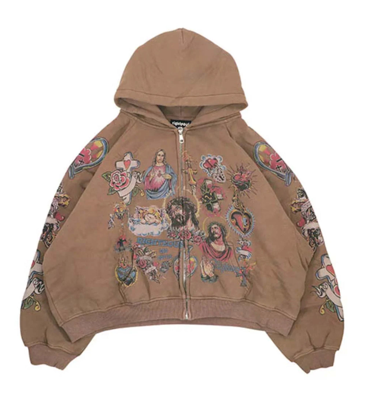 Righteous Risen King Zip Up Hoodie Brown