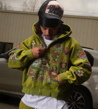 Righteous Risen King Zip Up Hoodie Green