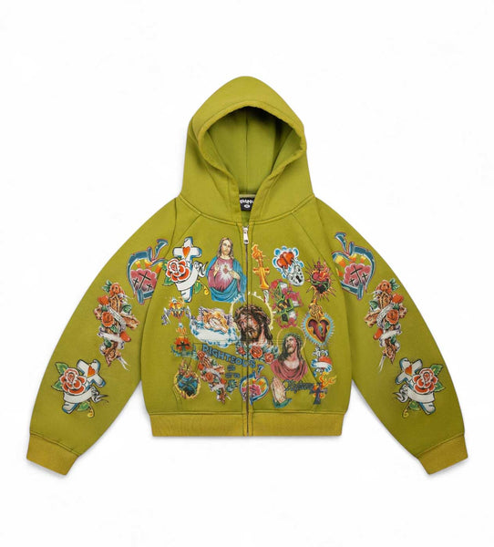 Righteous Risen King Zip Up Hoodie Green – Restock AR