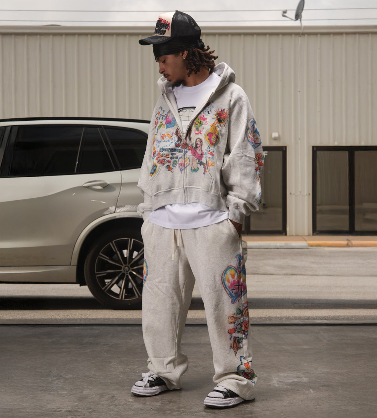 Righteous Risen King Zip Up Hoodie Grey