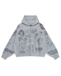 Righteous Stencil Zip Up Hoodie Grey