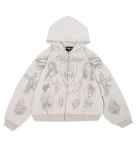 Righteous Tattoo Zip Up Hoodie Grey