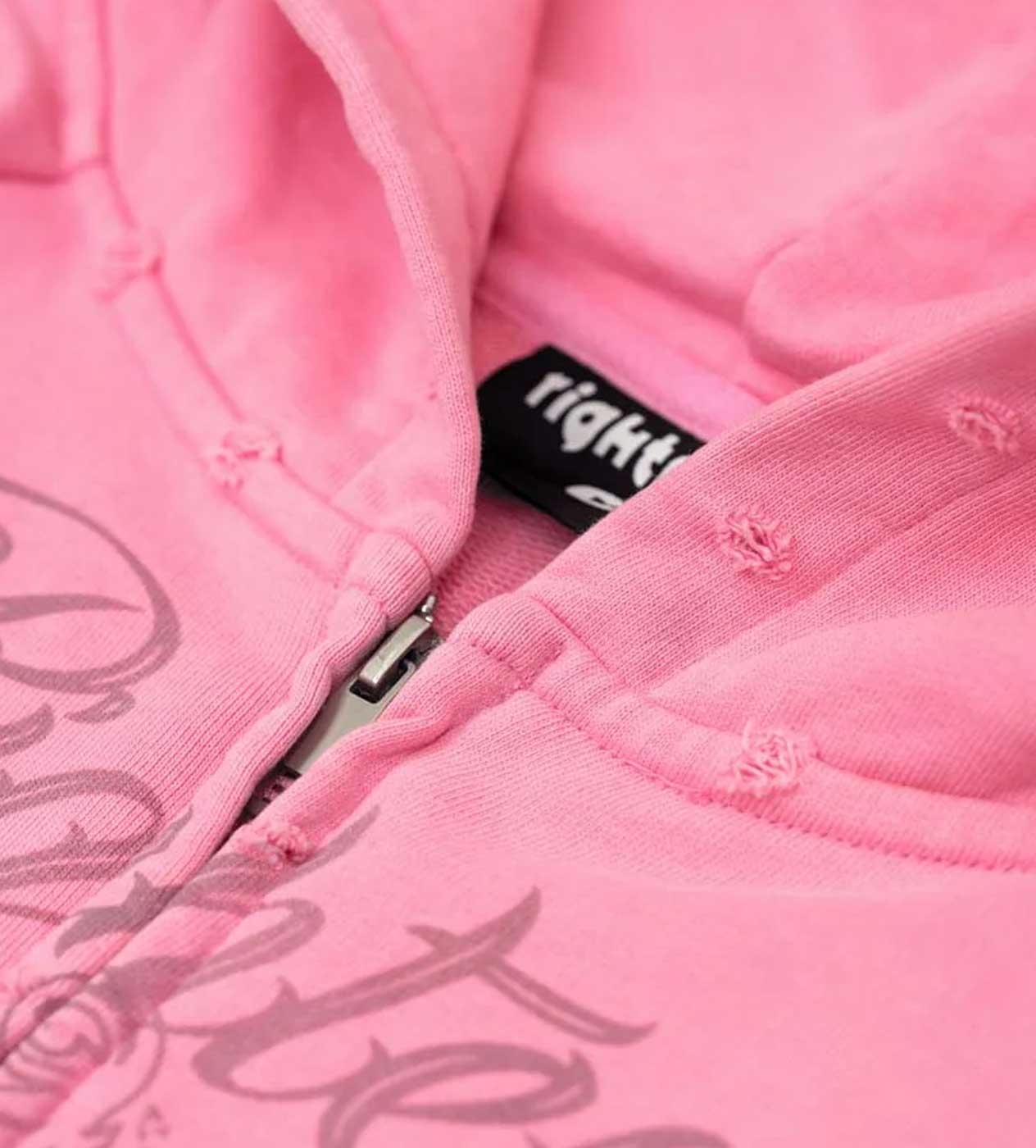 Righteous Tattoo Zip Up Hoodie Pink