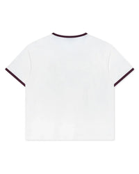 Righteous The Truth Ringer Tee white, plain back with dark ringer trim, back view