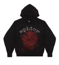 Product Image Of Sp5der OG Rhinestone Hoodie Black Front View