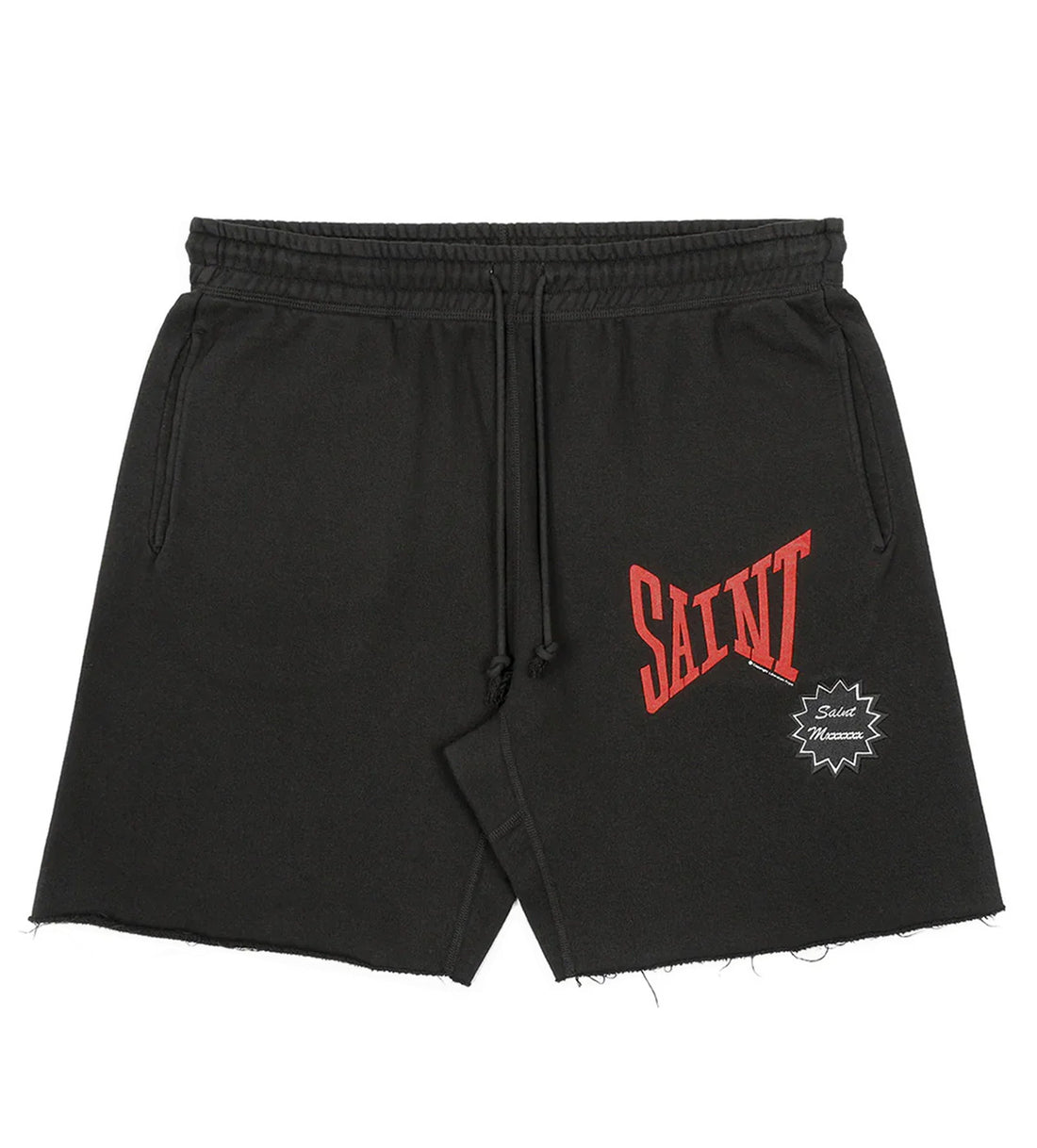 Saint Michael Logo Sweat Shorts Black front view