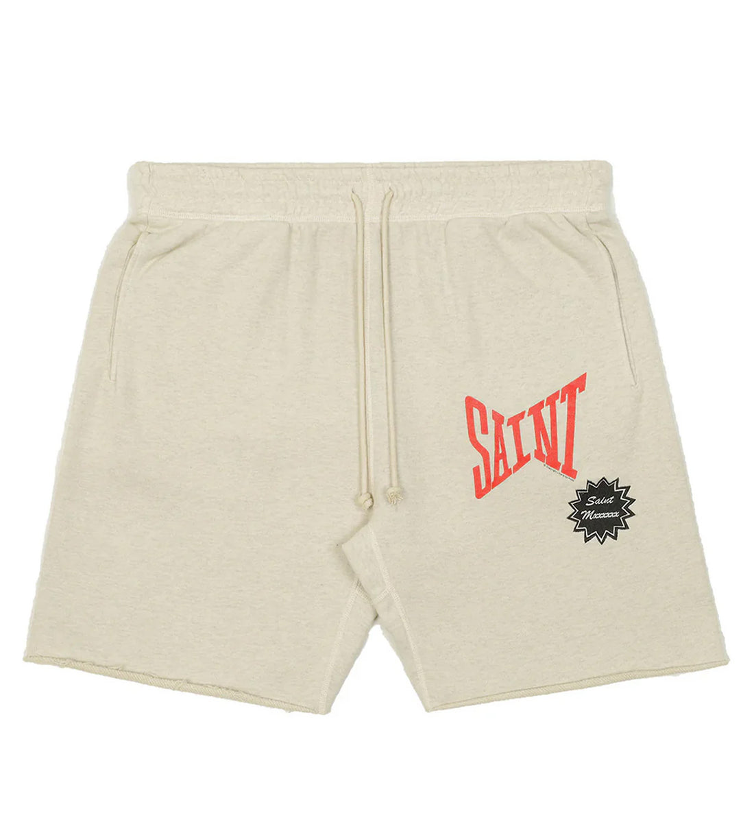 Saint Michael Logo Sweat Shorts Cream front