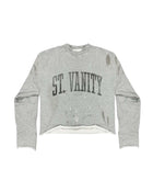 Saint Vanity Black Badgers Distressed Crewneck Grey