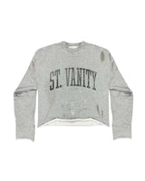 Saint Vanity Black Badgers Distressed Crewneck Grey