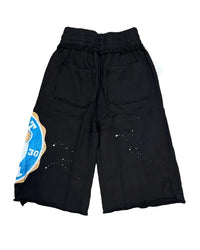 Saint Vanity Bruin Long Shorts black, long shorts with distressed speckle finish, back view