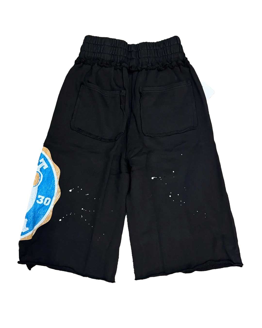Saint Vanity Bruin Long Shorts black, long shorts with distressed speckle finish, back view