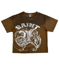 Saint Vanity Griffin Tee Distressed Washed Brown