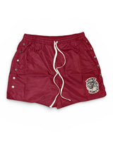 Saint Vanity Nylon Button Shorts Burgundy