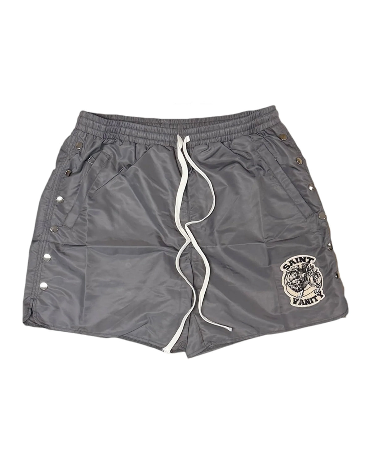 Saint Vanity Nylon Button Shorts Shadow Grey