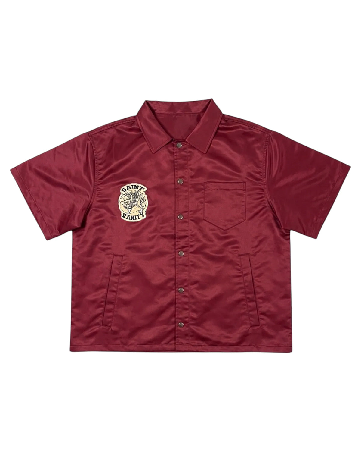 Saint Vanity Nylon Button Up Tee Burgundy