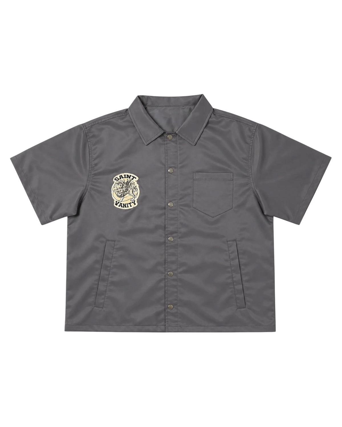 Saint Vanity Nylon Button Up Tee Shadow Grey