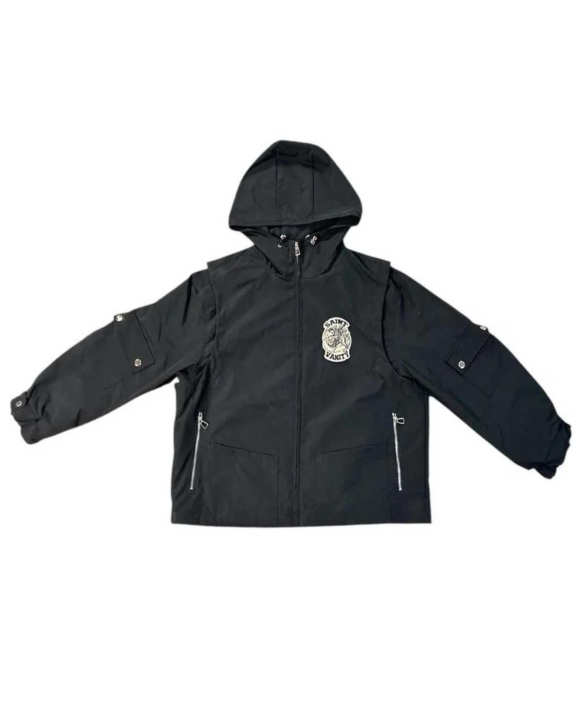 Saint Vanity Nylon Cargo Jacket Black (Hooded)