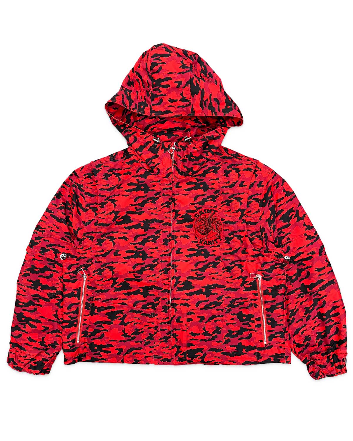Saint Vanity Nylon Hooded Jacket Tiger Camo Red