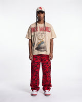 Saint Vanity Nylon Tiger Camo Cargo Pants Red