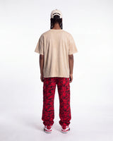 Saint Vanity Nylon Tiger Camo Cargo Pants Red