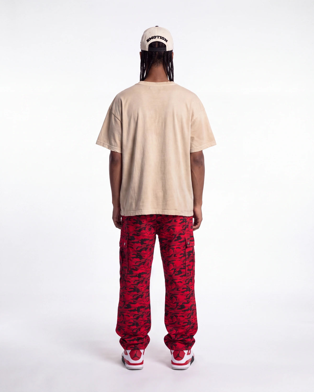 Saint Vanity Nylon Tiger Camo Cargo Pants Red