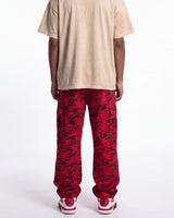 Saint Vanity Nylon Tiger Camo Cargo Pants Red