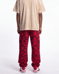 Saint Vanity Nylon Tiger Camo Cargo Pants Red