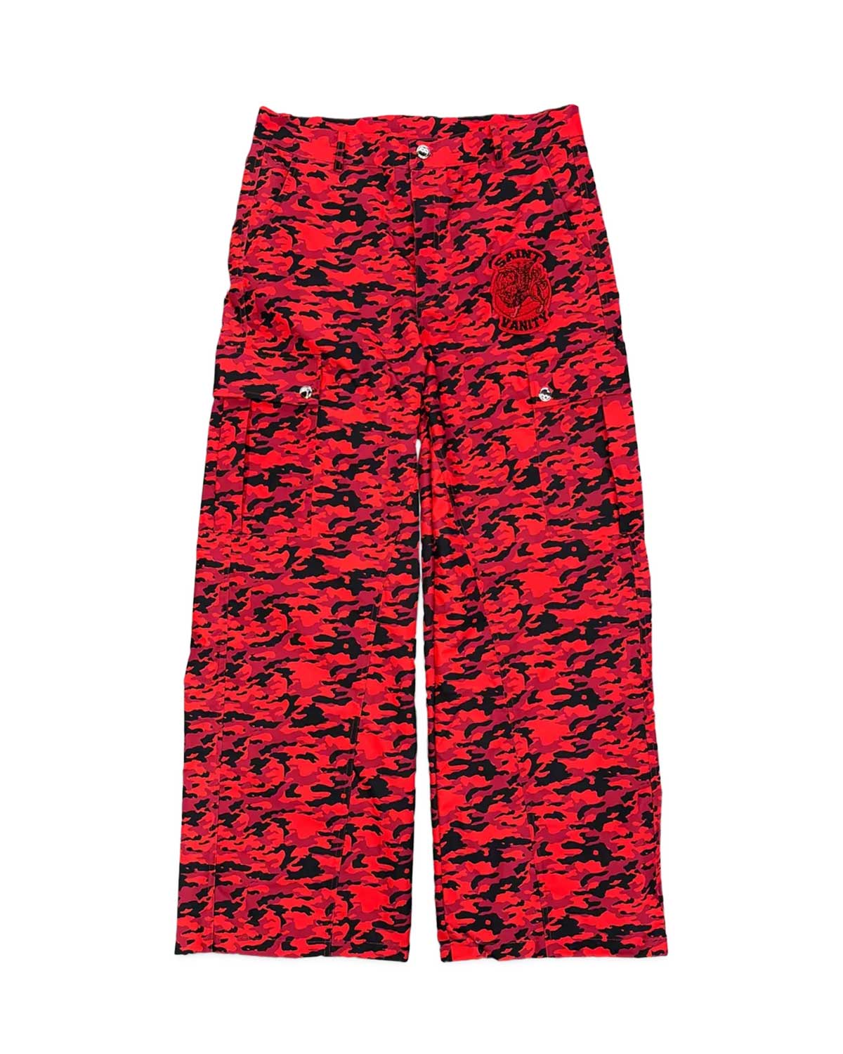 Saint Vanity Nylon Tiger Camo Cargo Pants Red