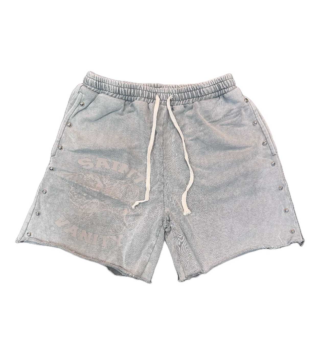 Saint Vanity Terry Shorts Grey front view