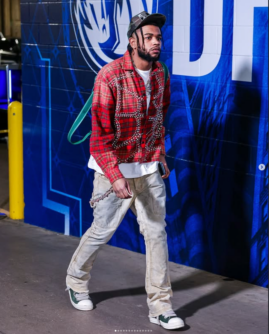 Jaden Hardy Dallas Mavericks NBA player wearing Vale Forever flannel