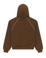 Sp5der 55 University Hoodie brown, plain back view with cream raglan piping
