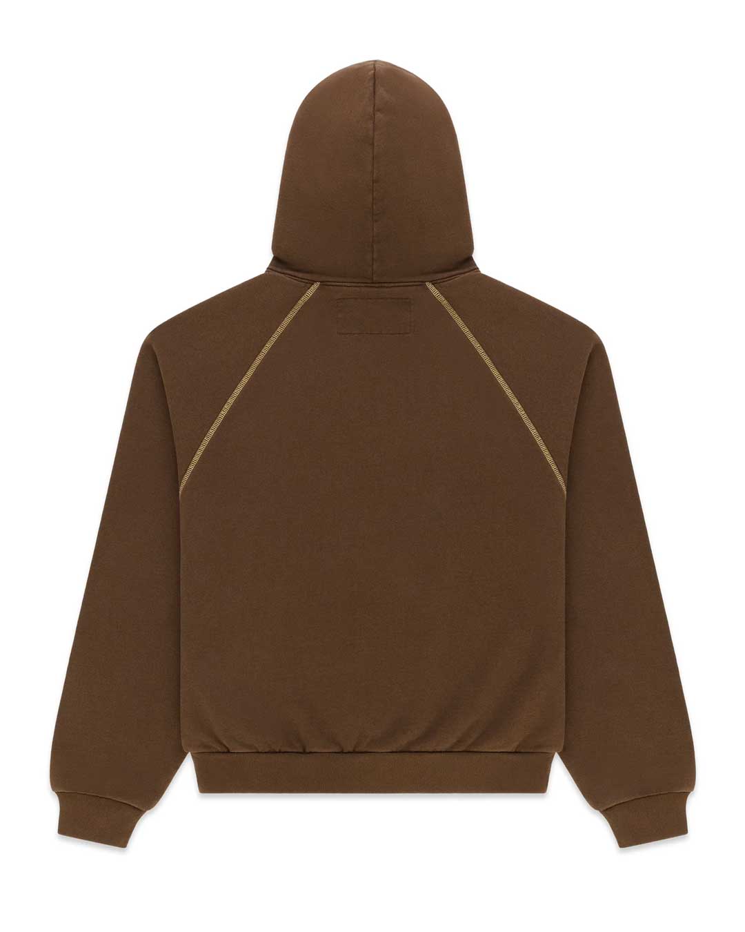 Sp5der 55 University Hoodie brown, plain back view with cream raglan piping